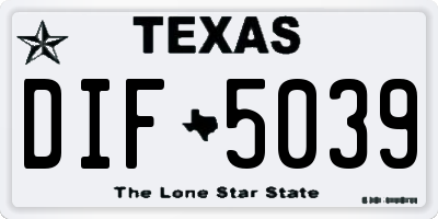 TX license plate DIF5039