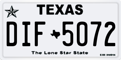 TX license plate DIF5072