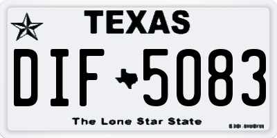 TX license plate DIF5083