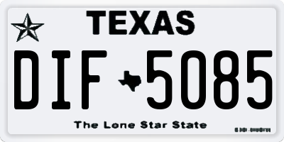 TX license plate DIF5085