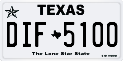 TX license plate DIF5100