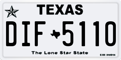 TX license plate DIF5110