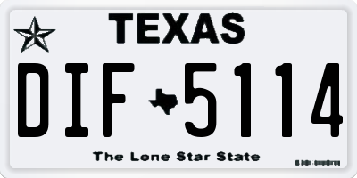TX license plate DIF5114