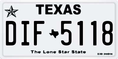 TX license plate DIF5118