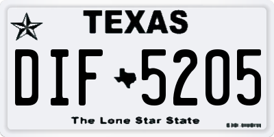 TX license plate DIF5205