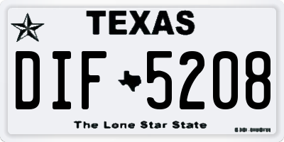 TX license plate DIF5208