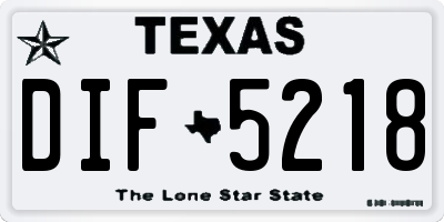 TX license plate DIF5218
