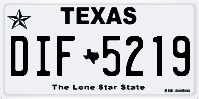 TX license plate DIF5219