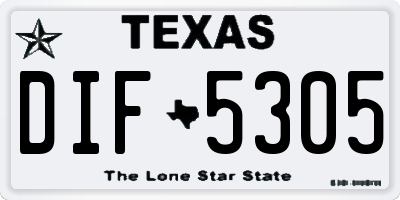 TX license plate DIF5305