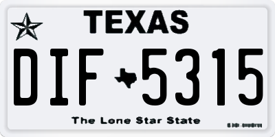 TX license plate DIF5315