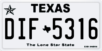 TX license plate DIF5316
