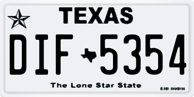 TX license plate DIF5354