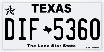 TX license plate DIF5360