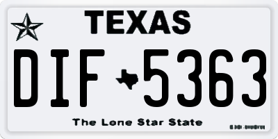 TX license plate DIF5363