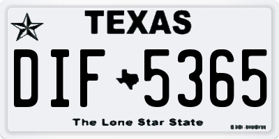 TX license plate DIF5365