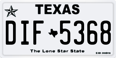 TX license plate DIF5368