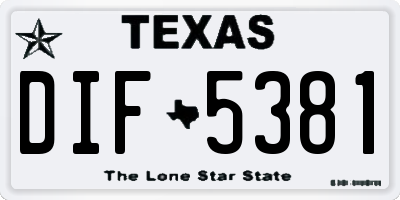 TX license plate DIF5381