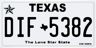 TX license plate DIF5382