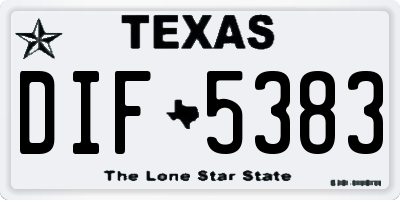 TX license plate DIF5383
