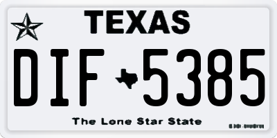 TX license plate DIF5385
