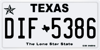 TX license plate DIF5386