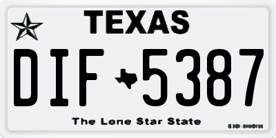 TX license plate DIF5387