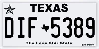 TX license plate DIF5389