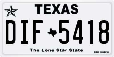 TX license plate DIF5418