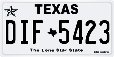 TX license plate DIF5423