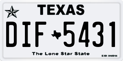 TX license plate DIF5431