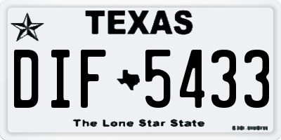 TX license plate DIF5433