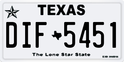 TX license plate DIF5451