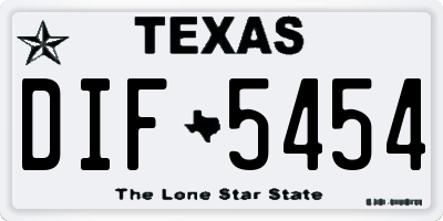 TX license plate DIF5454