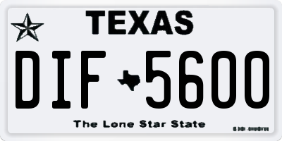 TX license plate DIF5600