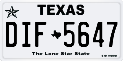 TX license plate DIF5647