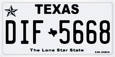 TX license plate DIF5668