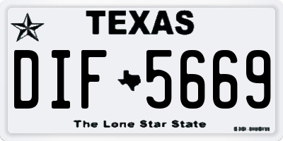 TX license plate DIF5669