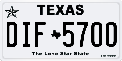 TX license plate DIF5700