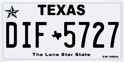 TX license plate DIF5727