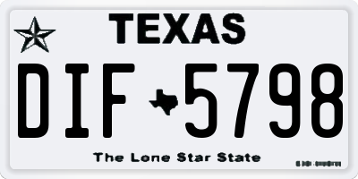 TX license plate DIF5798