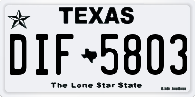 TX license plate DIF5803