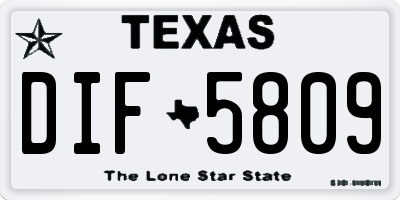TX license plate DIF5809