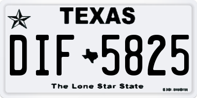 TX license plate DIF5825
