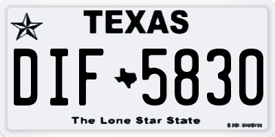 TX license plate DIF5830