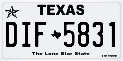 TX license plate DIF5831