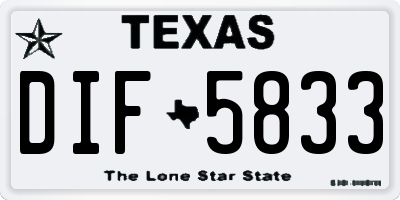 TX license plate DIF5833