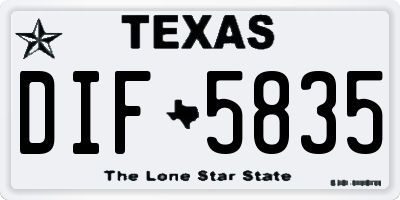 TX license plate DIF5835