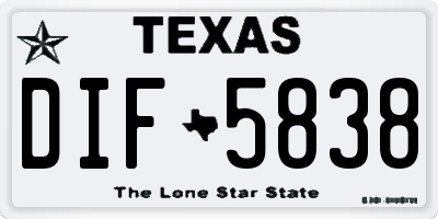 TX license plate DIF5838