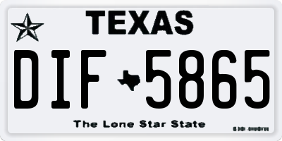 TX license plate DIF5865