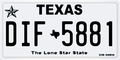 TX license plate DIF5881